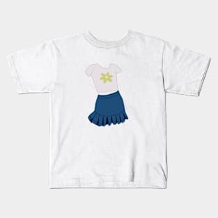 Flower shirt and jean skirt Kids T-Shirt